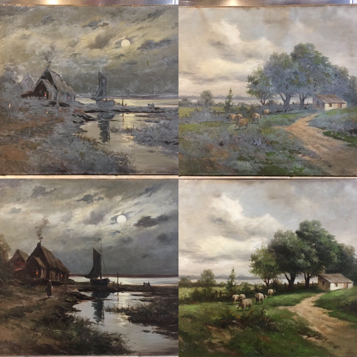 McMasterGallery's tweet photo. Yes, we do that! A rather dramatic before and after restoration photo. It can be hard to believe what a thorough cleaning can do to reinvigorate an artwork!  #fineartrestoration #artconservation #beforeandafter https://t.co/sqkdWZidp0
