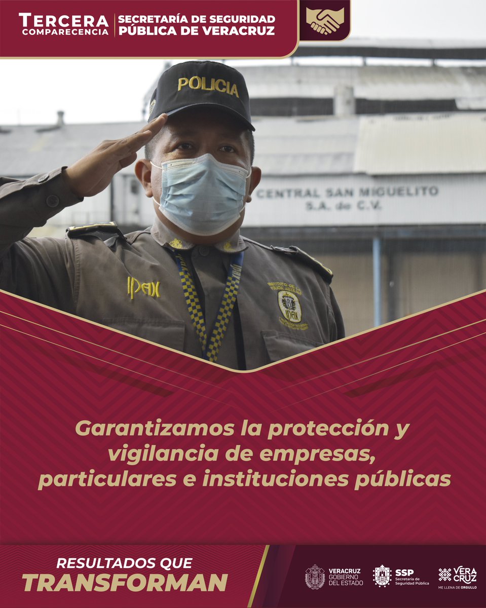 CEPREVIDE's tweet photo. Por tu seguridad, a través del @IPAXVer, garantizamos la protección y vigilancia de empresas, particulares e instituciones públicas, a través de personal altamente calificado y confiable dentro del territorio veracruzano. #ResultadosQueTransforman https://t.co/xIbRayTzhM