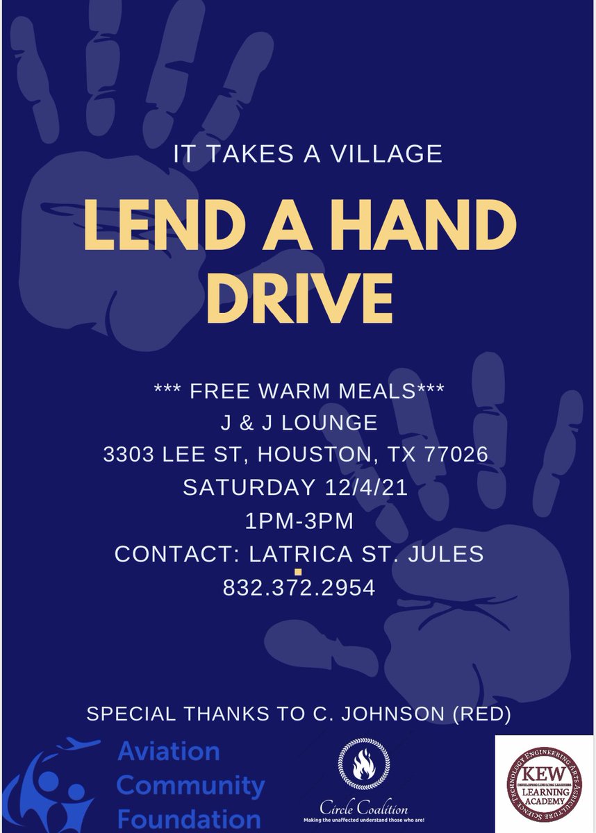 WeLoveWheatley's tweet photo. It takes a village, so J &amp; J Lounge will be giving free warm meals at 3303 Lee St this Saturday, December 4th from 1-3pm! See flyer below for more details. https://t.co/qVrpeRJDyT