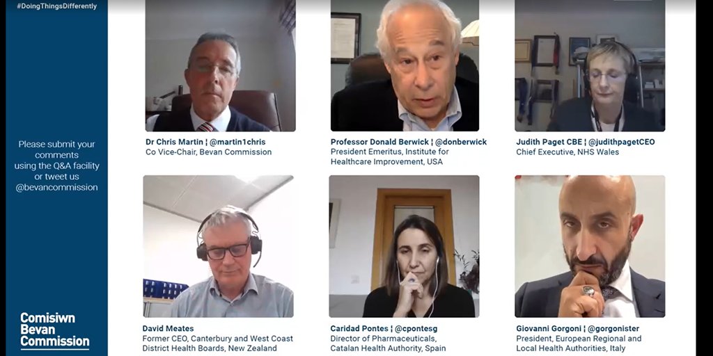 BevanCommission's tweet photo. Professor Don Berwick kicks off our discussion on how Wales can recover/reset from the Covid-19 pandemic by reminding us of the #prudent healthcare principles
#DoingThingsDifferently https://t.co/Q69z7OPgVb