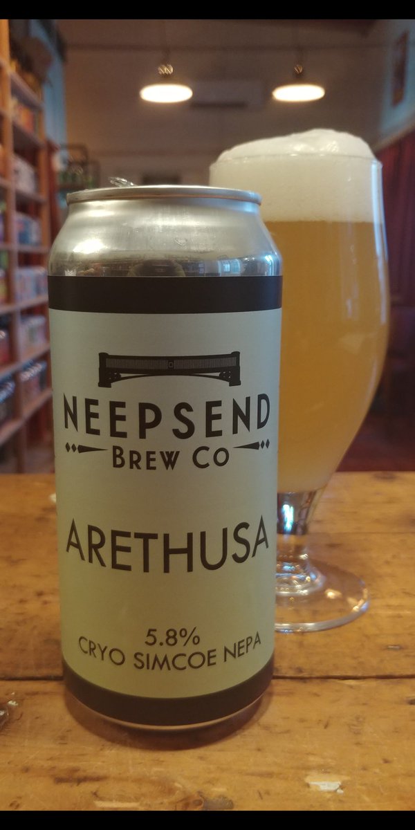 New in today, <a href="/NeepsendBrewCo/">Neepsend Brew Co</a> Arethusa!  A New England pale with Cryo Simcoe. 

It's that good, you'll be ordering a mini keg full of the stuff! (Or two!)