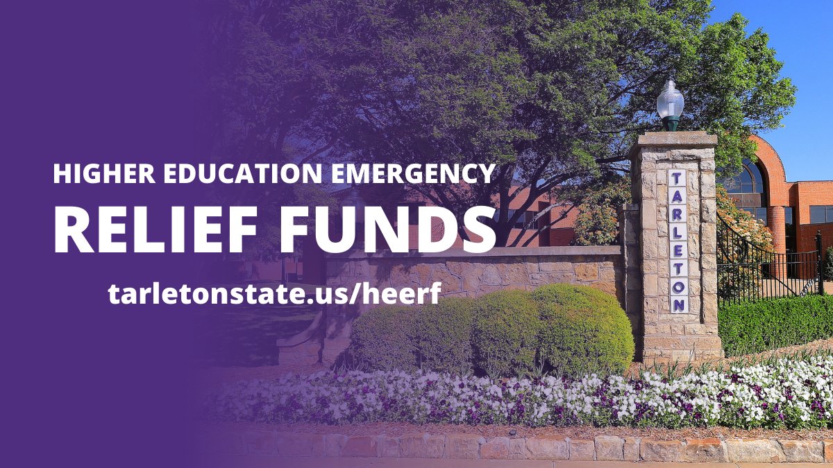 Applications open today, Dec. 1, for Spring 2022 Higher Education Emergency Response Funds (HEERF) to assist students impacted by COVID-19. 

Applications close January 13, 2022, and will be processed in the order received. More info: tarletonstate.us/heerf