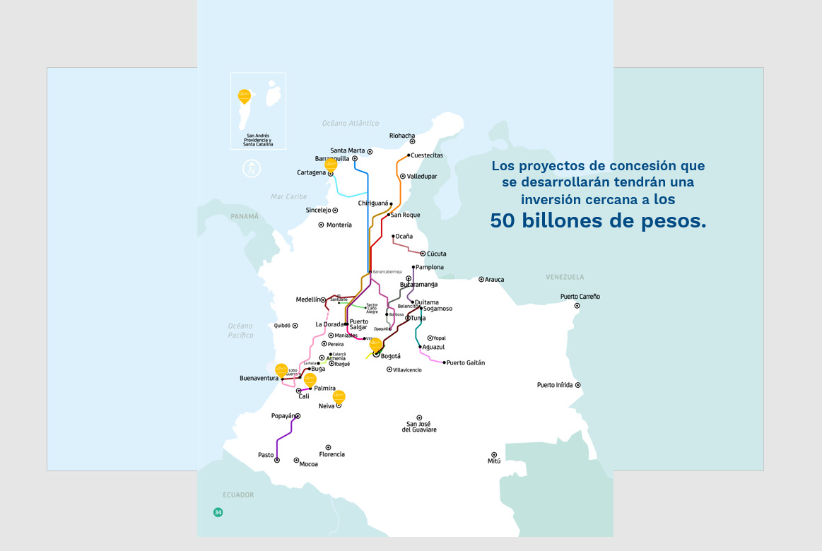 DNP_Colombia's tweet photo. 📣El CONPES 4060 #ConcesionesdelBicentenario fomentará la infraestructura Intermodal🛫🚆🚢🛣️ por $50 billones en dos etapas:

1️⃣14 proyectos intermodales = $22 billones = más de 600.000 empleos.

2⃣ 13 proyectos = $28,4 billones = modernización de la infraestructura de 🚅🚆🛣️🚚 https://t.co/5IiXBvGZhc