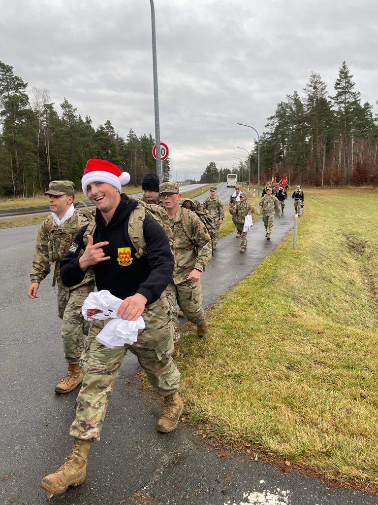 41stFAB's tweet photo. #RailGunners and their families went on a 3k ruck march to transport toys for local orphanages as part of #OperationToyDrop earlier today, here in Grafenwohr. https://t.co/VnWPcRgwtH