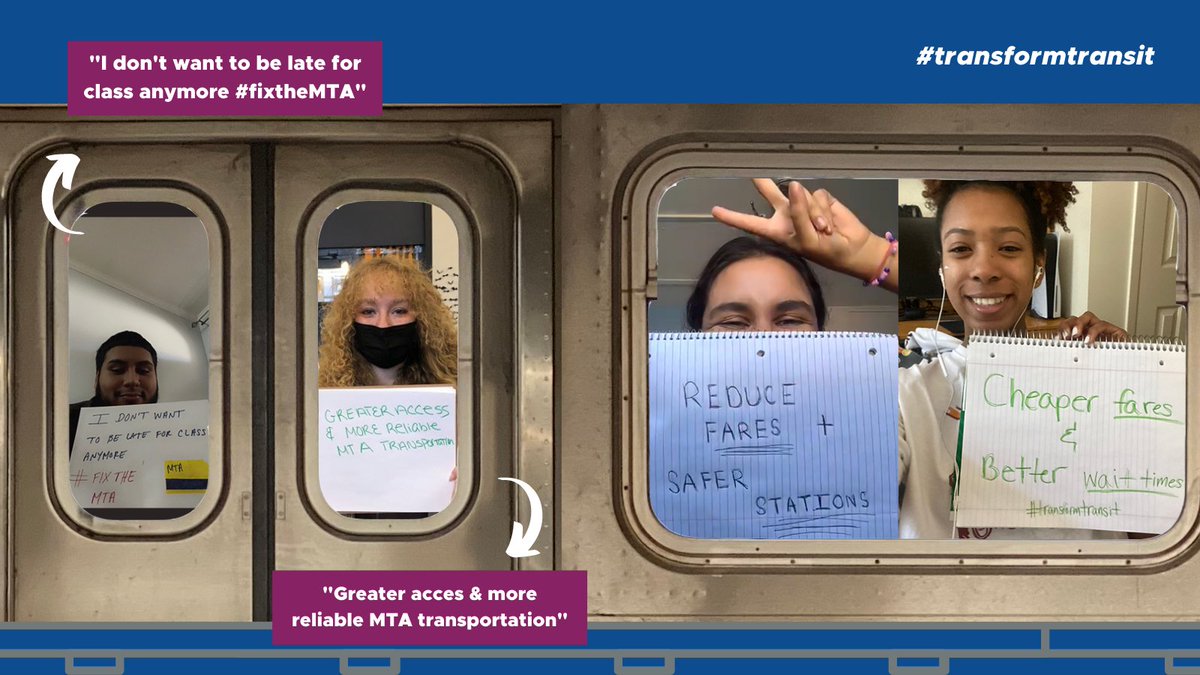 Straphangers's tweet photo. We won $10.5 billion for NY’s mass transit in the federal infrastructure bill and asked students: how should @MTA spend it?! This is what they said: #TransformTransit https://t.co/MYzCV0KvRm