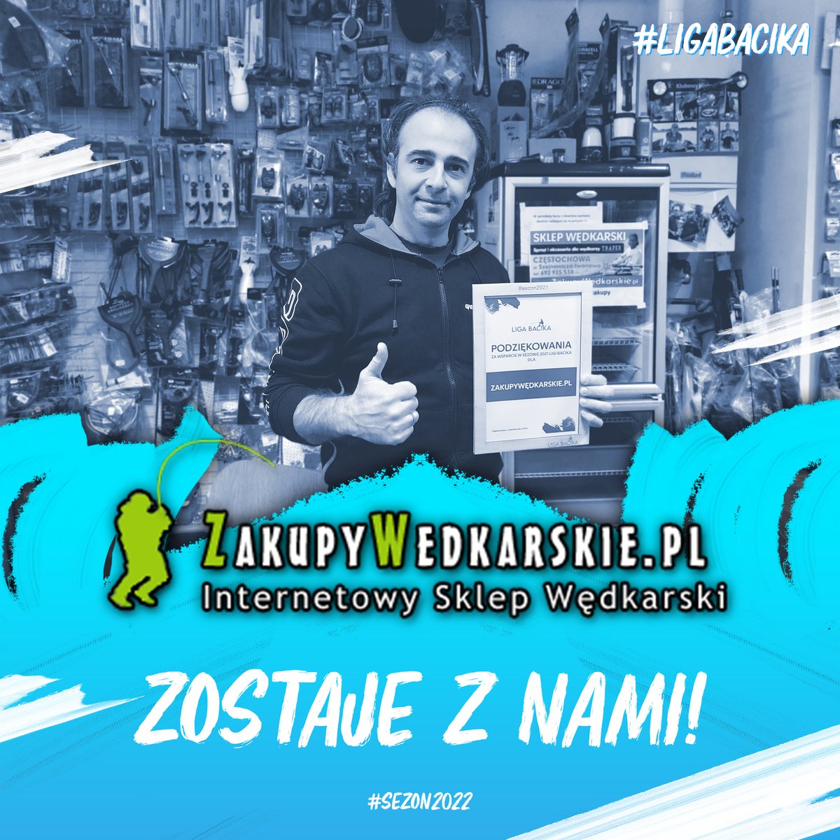 Ligabacika's tweet photo. Na #sezon2022 zostają z nami:
Sklep Wędkarski Brzana oraz Internetowy Sklep Wędkarski https://t.co/60GsxFmax7
Dziękujemy za wsparcie!

#LigaBacika #Sezon2022 #Sponsorzy https://t.co/DToFyIMuXo