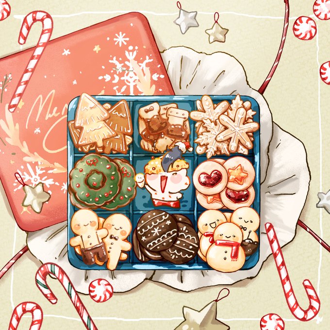 aaaaaaaaaaa thank you @NoaQi77 for the cute christmas cookie box ! it's too hot here to wear a santa jacket 🌟🎄 #stalusART 