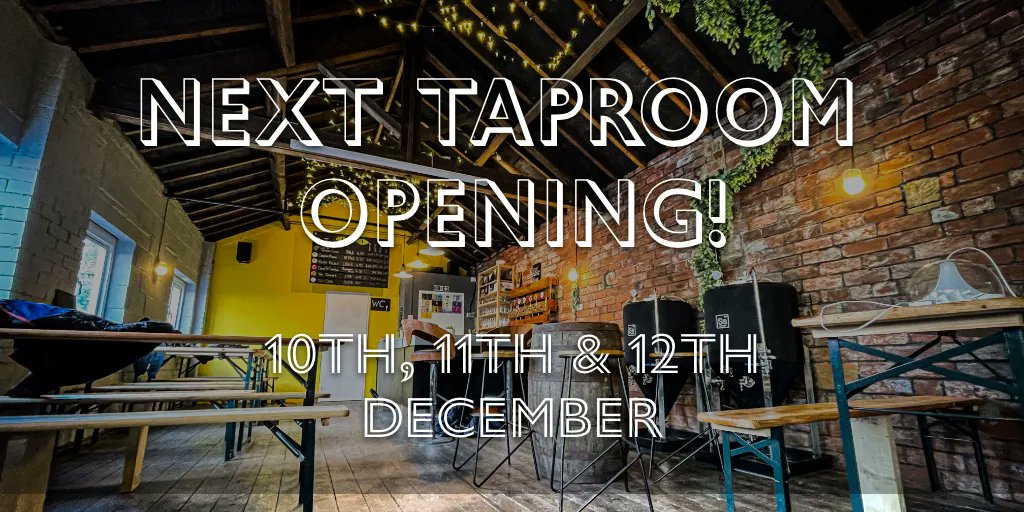 We can now confirm the next tap room opening will be next weekend! Friday 10th 4pm - 10pm, Saturday 11th &amp; Sunday 12th 1PM - 10PM.