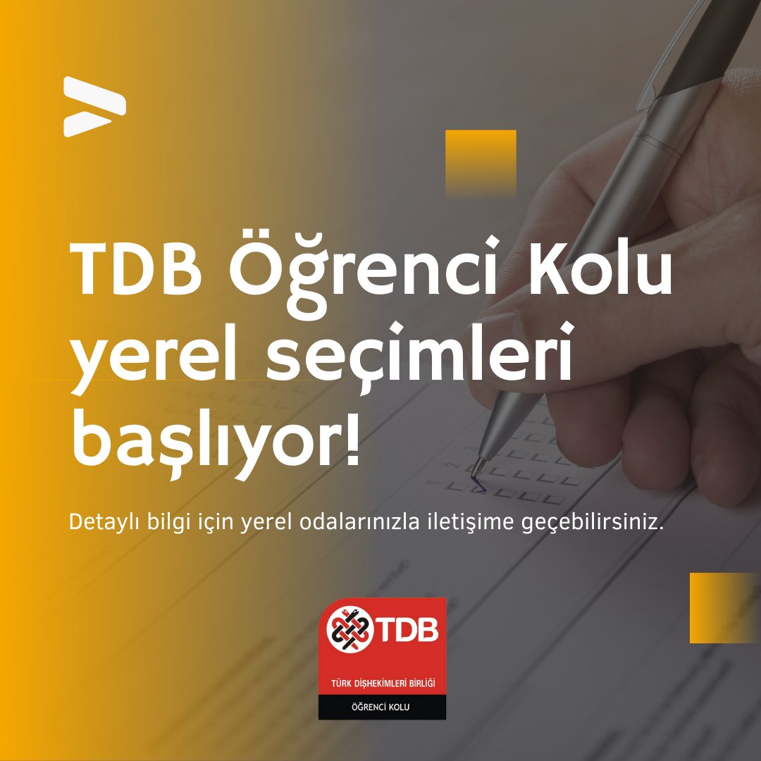 TDB Öğrenci Kolu yerel seçimleri başlıyor! Siz de yerel odalarınızda ve TDB Öğrenci Kolunda aktif görev almak istiyorsanız bulunduğunuz ildeki seçimlere katılabilirsiniz. Detaylı bilgi için yerel odanızla iletişime geçebilirsiniz.