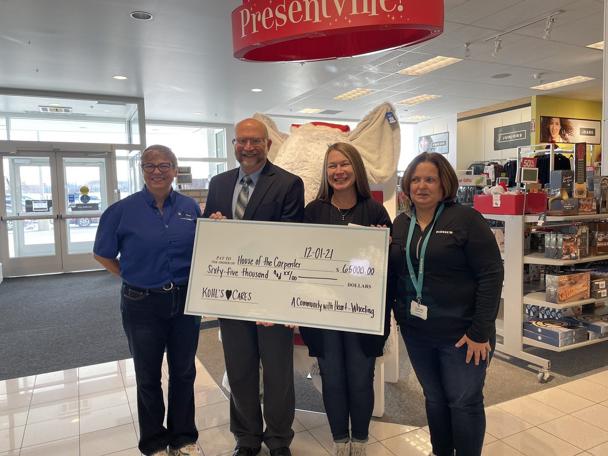 Kohl’s at the Highlands made a major donation to the House of the Carpenter this morning- more tonight on <a href="/WTOV9/">WTOV NEWS9</a> !