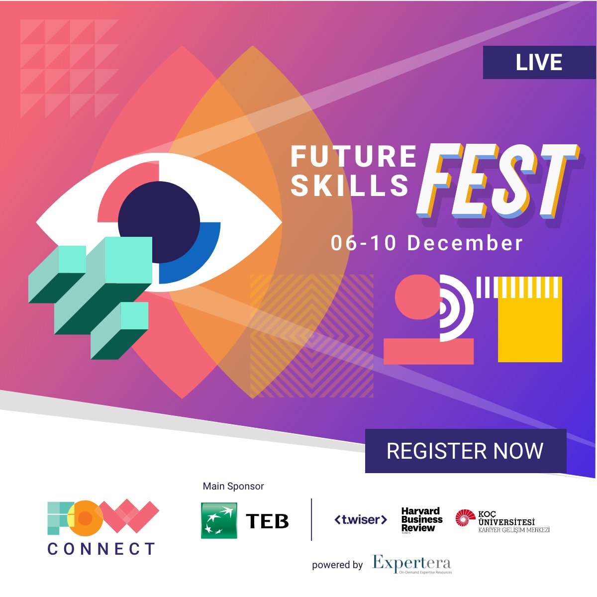 Geleceğin yeteneklerinin, tüm dünyadan alanında uzman profesyoneller ve akademisyenlerle bir araya geldiği FUTURE SKILLS FEST, Expertera ve Koç Üni. Kariyer Gelişim Merkezi 6-10 Aralık tarihlerinde Future of Work Summit’le eş zamanlı olarak düzenleniyor
eventbrite.com/e/fowconnect-2…