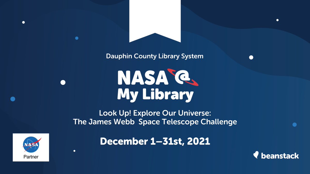 DCLS_Library's tweet image. Did you know we have TWO reading challenges going on in December? Sign up for the #JamesWebbSpaceTelescope Challenge &amp;amp; the #WinterReadingChallenge now by visiting dcls.beanstack.org! 

cc: @STARNet_Project, @ALALibrary, @NASA, &amp;amp; @zoobeanreads #STEAMinLib #NASAatMyLibrary