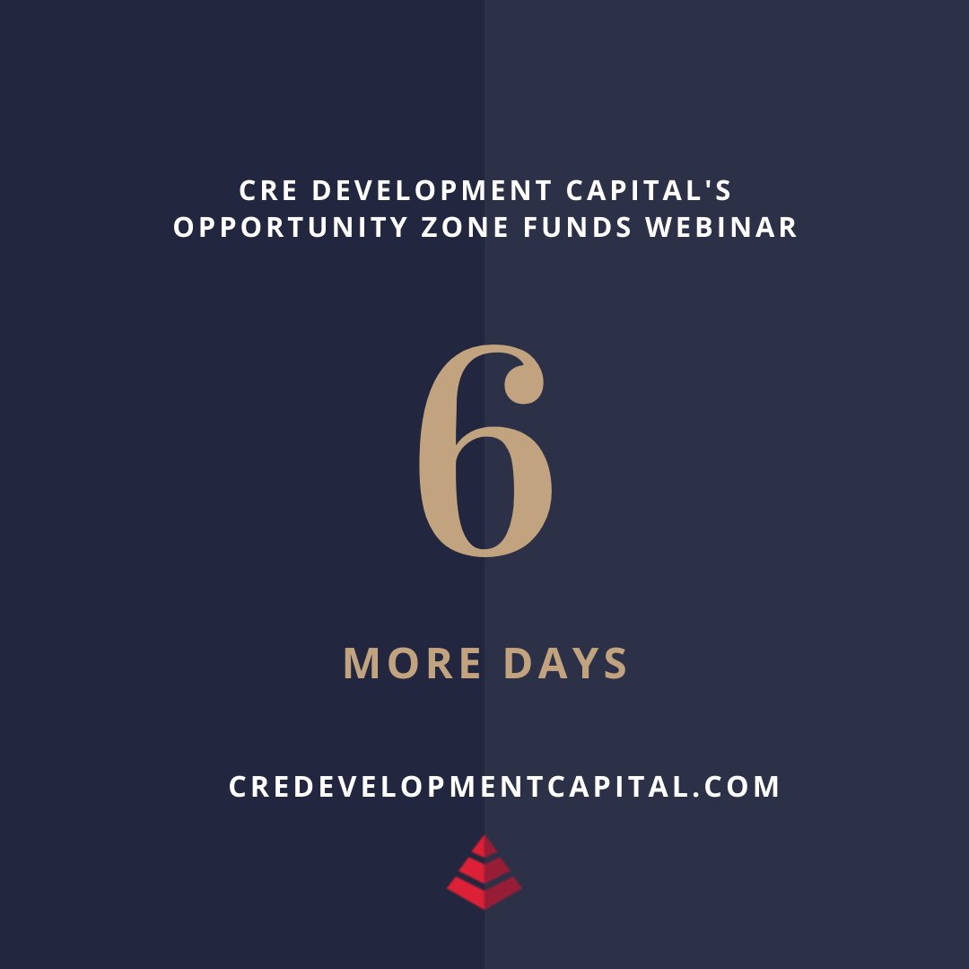 CRE_Dev_Capital's tweet photo. Join our webinar on December 7th, for CRE’s Opportunity Zone Funds Webinar.

Register at https://t.co/SDJmPhbaSS

#CREdevelopmentcapital
#opportunityzones
#realestateinvestment https://t.co/nPxT4IITfD