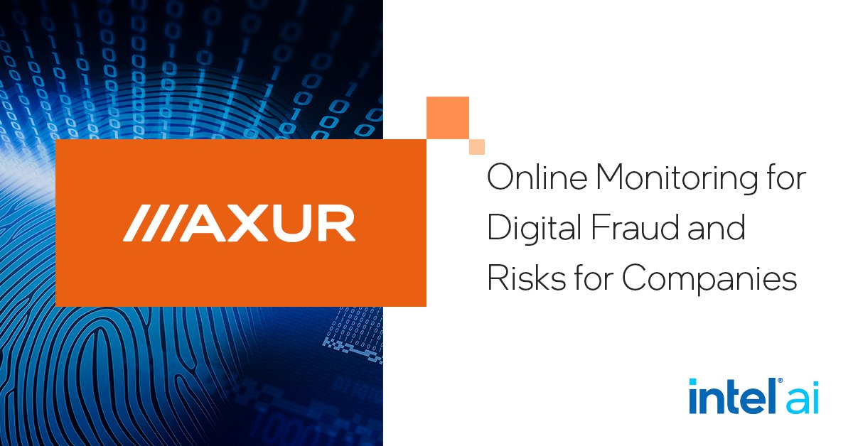 IntelAI's tweet photo. This recent member of Intel AI Builders is using #AI #cybersecurity to protect companies and eliminate online risks. It takes a lot of work to uncover frauds and scams, but Axur is up for the challenge. Learn more: https://t.co/qltFqcWfjO https://t.co/TNl4U7LscH