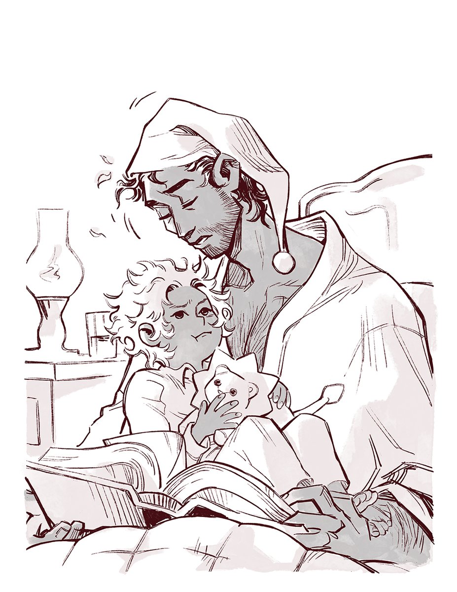 elfemei's tweet image. slumbothes #friendsatthetable

(maelgwyn knows that his father hasn't been getting enough sleep lately, but he wishes that he wouldn't catch up on it during storytime)