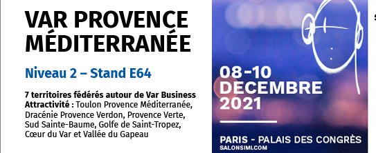📣J-7 avant le <a href="/salonsimi/">Salon SIMI</a> !
Venez découvrir le #Var et ses territoires :
<a href="/metropoleTPM/">Toulon Provence Mediterranée</a> <a href="/AggloDracenoise/">Dracénie Provence Verdon agglomération</a> <a href="/AggloProvenceV/">Agglomération Provence Verte</a>  #SudSainteBaume <a href="/GolfeStTropez/">Golfe Saint-Tropez</a> @CoeurDuVar <a href="/valleedugapeau/">Vallée du Gapeau Tourisme</a>