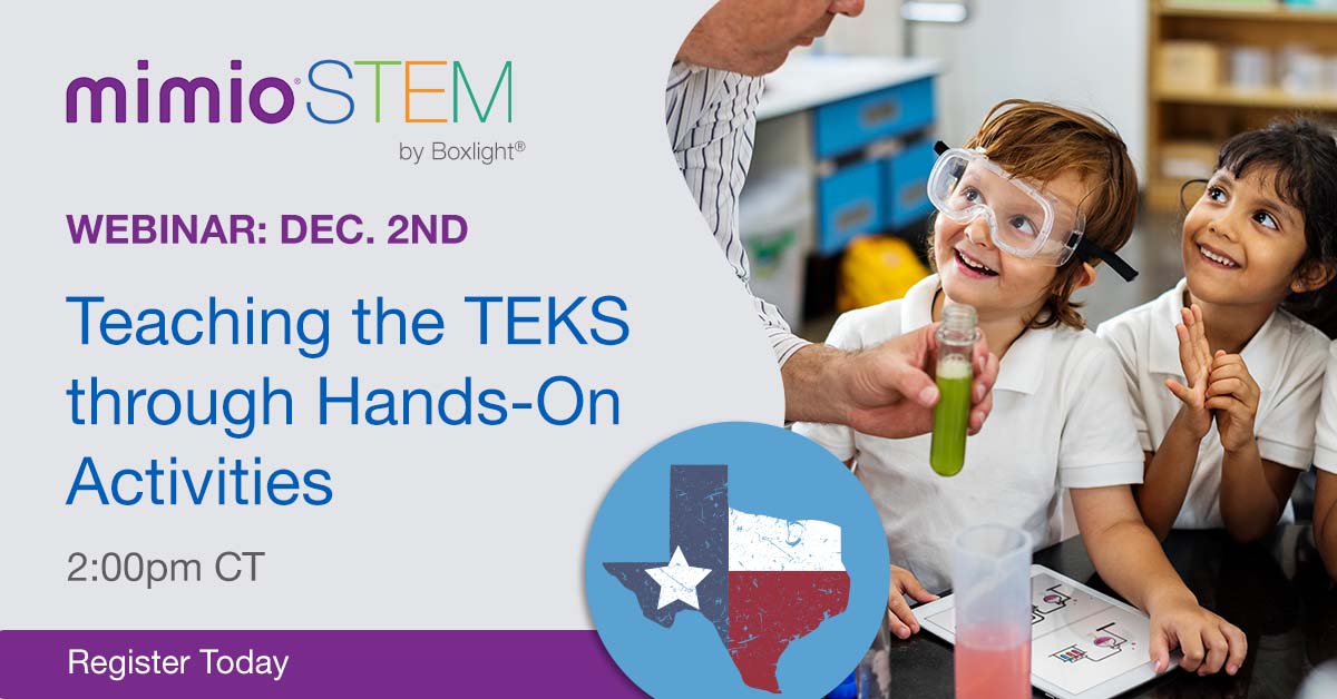 Tomorrow's the BIG DAY! Register now for our Texas #STEM webinar based on the #TEKS for Math and Science. Our SME's will share interactive and dynamic activities and resources! Register today: hubs.la/Q0102fRQ0 #STEMeducation #edutech #Boxlight #MimioSTEM @ROBO3D