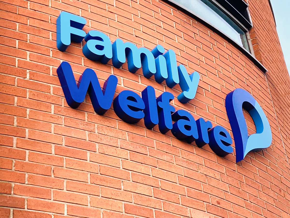 zerogapuk's tweet photo. New external signage for @WiganFamWelfare, the coated aluminium looks amazing. #signage #zerogap #branding https://t.co/x2LnGGC9EU