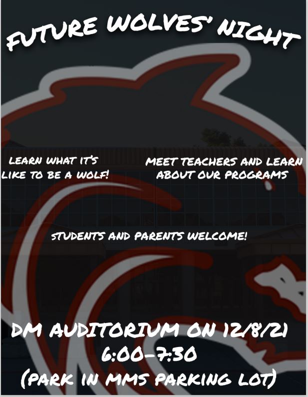 DMHSSUSD's tweet photo. Open to ALL 8th graders and their families. Park in the Mountainside Middle School parking lot and enter through our Auditorium entrance. https://t.co/disM3EQarL