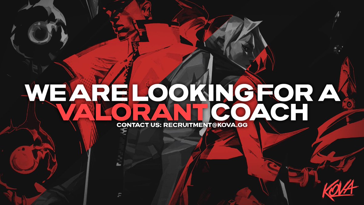 We are looking for an assertive, experienced and all around awesome coach for our Valorant team.

Does this describe you? Contact us via email at recruitment@kova.gg | #KOVA #esportsfi #VALORANT