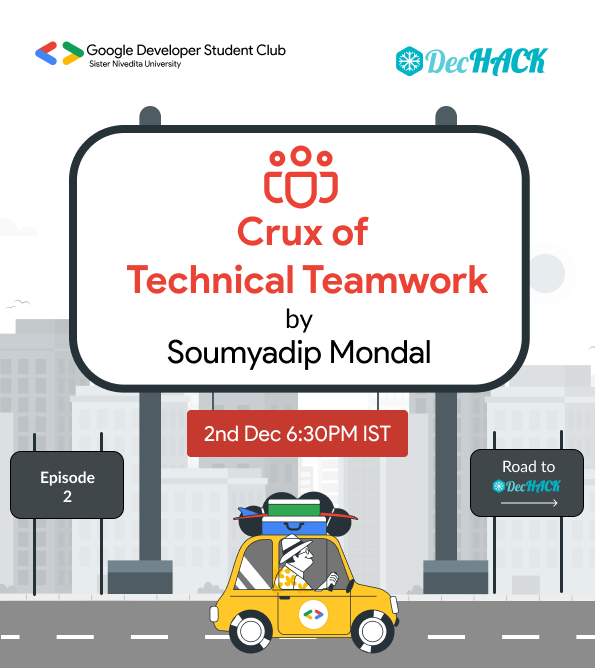 gdscsnu's tweet photo. In times of a global pandemic, working together on a project can be difficult. Join us on 2nd December 2021, 06:30 pm for a session on remote team-working with tech like Notion, GitHub, etc. as part of DecHACK 2021.
Register now: https://t.co/agxWaAaDzE
#DecHACK #hackathon https://t.co/UJbPYreyJa