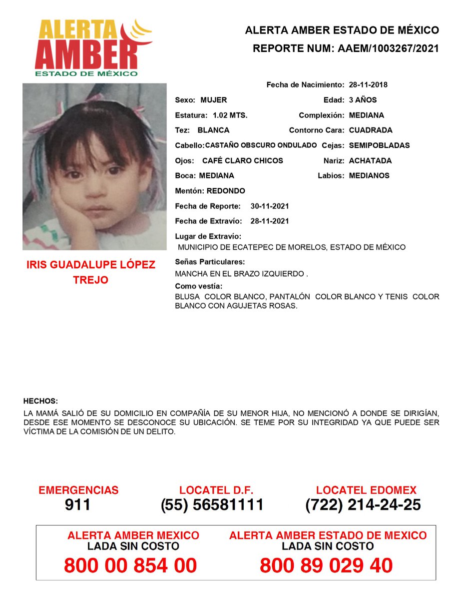 FiscaliaEdomex's tweet photo. 📍Tu apoyo es importante, ayúdanos a difundir, cualquier información para localizar a las siguientes personas comunícate al ☎800 890 2940 Alerta Amber Edoméx. y 📞800 7028 770 #FiscalíaEdoméx https://t.co/7Sf5I5YPQT