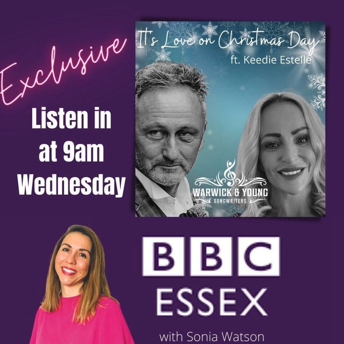 This was a blast earlier today, great interview and great feedback for song… #bbcessex #christmassong @keedieEstelle @WarwickandYoung #countrypop #lovesong