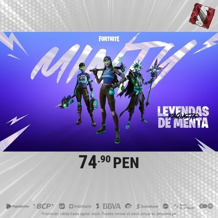 dotastoreperu's tweet photo. 🔥 #NUEVO Leyendas de Menta S/74.90 😱

✅ Recarga sin comisiones⠀
✅ No necesitas tarjeta⠀
✅ 100% seguro 🔒⠀
⠀
#fortnite #pavos #LeyendasDeMenta https://t.co/KhFbvaysGp