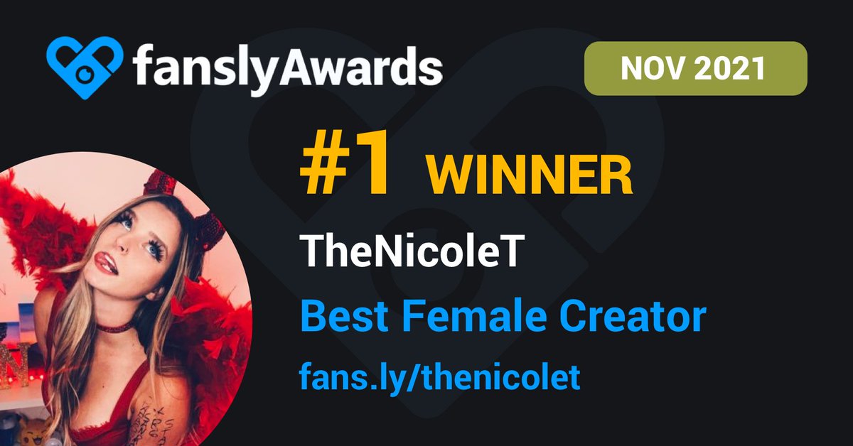 FanslyAwards's tweet photo. 🏆 Congratulations to @thenicolet_ 🏆 for WINNING the BEST FEMALE CREATOR category at the @FanslyAwards (November 2021) !!!!! 

#Fansly #OnlyFans #SexWorker https://t.co/ACpAtUkP0F