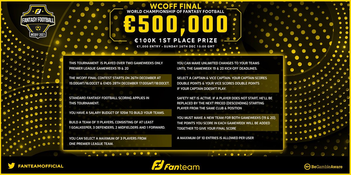 FanTeamOfficial's tweet photo. ⚽️ TWITTER COMPETITION ⚽️

#Win a 𝗙𝗥𝗘𝗘 𝗘𝗡𝗧𝗥𝗬 for you &amp; a mate to tonight’s €5,000 𝗠𝗶𝗱𝘄𝗲𝗲𝗸 𝗠𝗼𝗻𝘀𝘁𝗲𝗿 WCOFF satellite contest.

🎟 |  🔟 pairs of tickets to be won.

𝗧𝗢 𝗘𝗡𝗧𝗘𝗥

1⃣ RT &amp; TAG a mate
2️⃣ Reply with your FT username

ℹ️ https://t.co/HSoxQpQgki https://t.co/uZIGPCT1qR