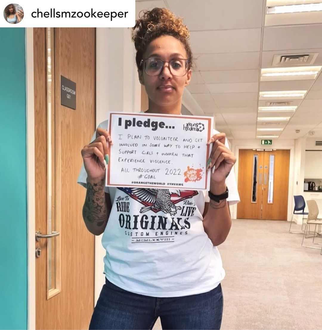'I plan to volunteer and get involved in some way to help and support girls and women that experience violence all throughout 2022.' chellsmzookeeper on IG has taken our #16Days #YHVAWG pledge.
Violence is not natural, nor inevitable. It can and must be prevented.
#OrangeTheWorld