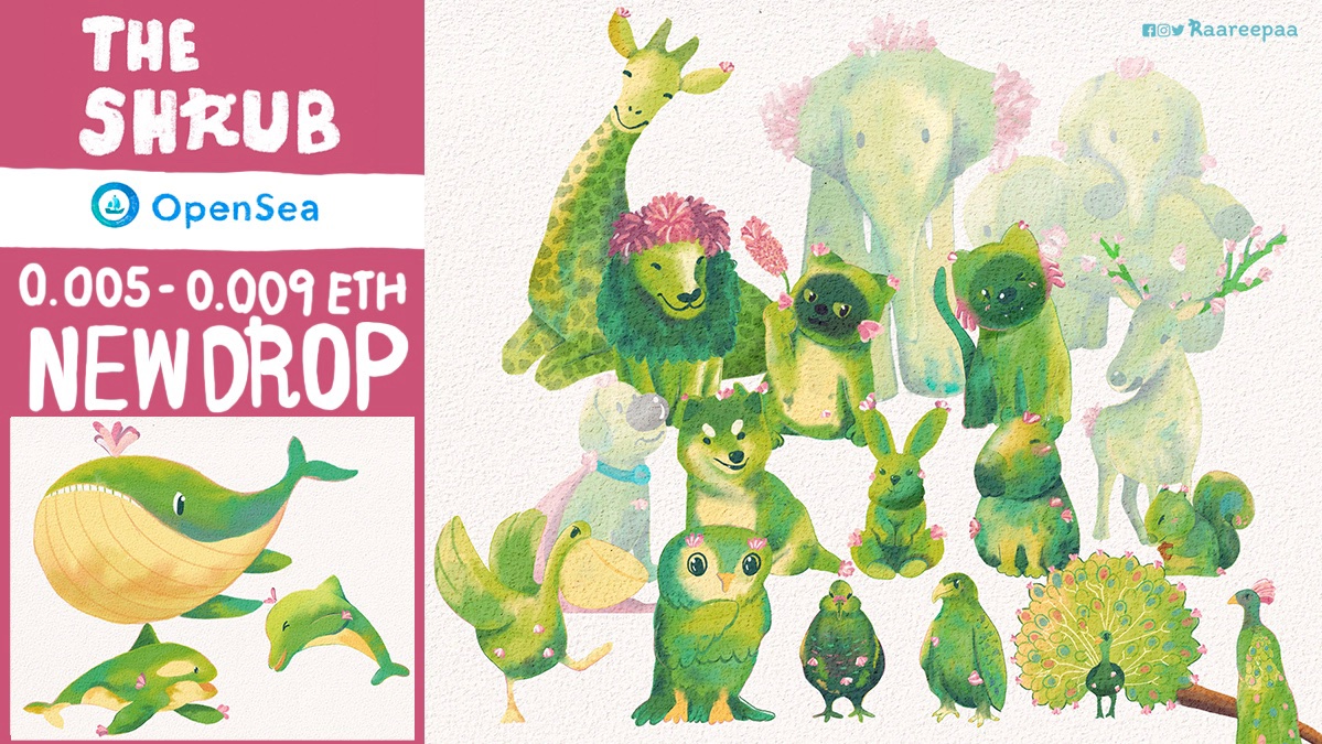 #TheShrubNFT SS1 
Common 17/20
Rare         4/4

This is Shrub in Animals shape🍀

Opensea : opensea.io/collection/the…
Discord : discord.gg/Dkw7Q6Eqtk

🔗 lynkfire.com/Raareepaa

#NFTs #NFTartist #nftcollectors #NFTCommunity #nftthai #NFTTHAILAND #nftjapan #opensea #Watercolor