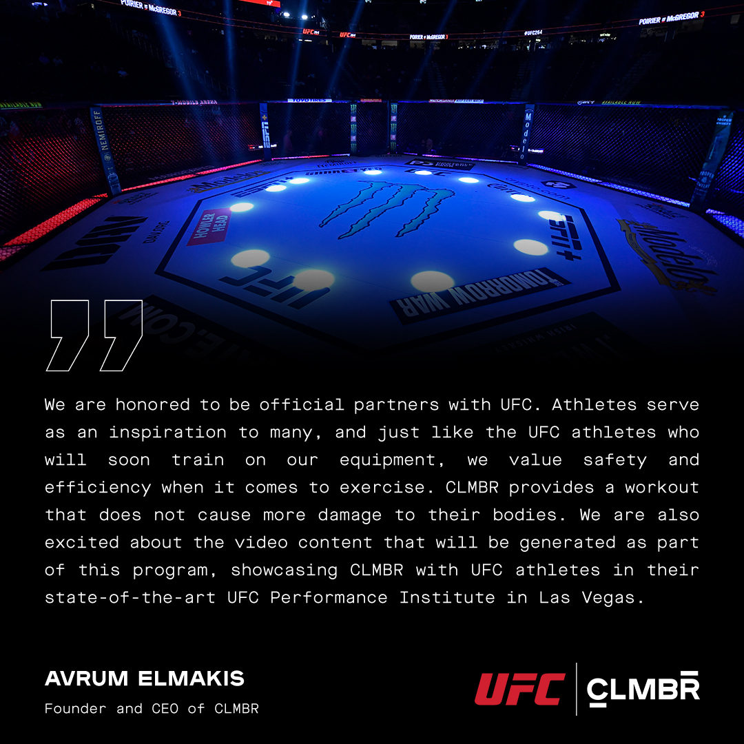 clmbr_official's tweet photo. Proud to be the ๐๐ฝ๐ฝ๐โ๐๐ธ๐ climbing machine of @UFC!
We look forward to helping train the best fighters in the ๐
#UFC | #CLMBR https://t.co/aoBinJy7MJ