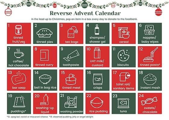 BowhousePS's tweet photo. Reverse Advent Calendar
If you’re looking for some inspiration on what to donate, check out the grid below for some ideas! ⬇️ https://t.co/SXiO2ObsR6