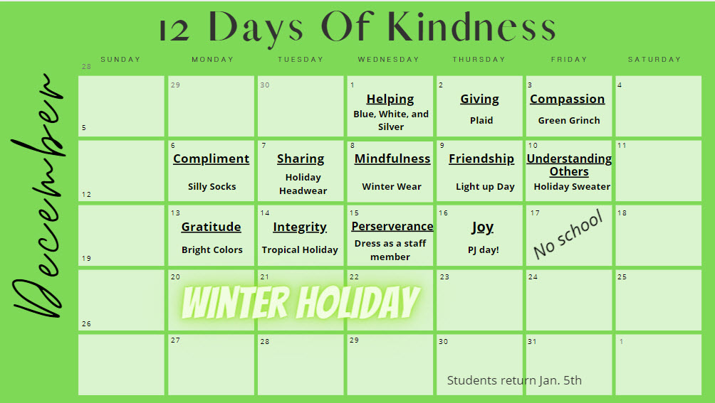 Kicking off 12 Days of Kindness <a href="/GattisRRISD/">GattisRRISD</a> Students and staff can dress up each day to show support of being KIND while being festive. #rrisdtech