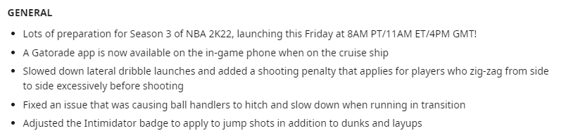 NBA2KLab's tweet photo. Patch 3 Current Gen Gameplay patch notes

(Basically the same) https://t.co/uI0NNISQoo