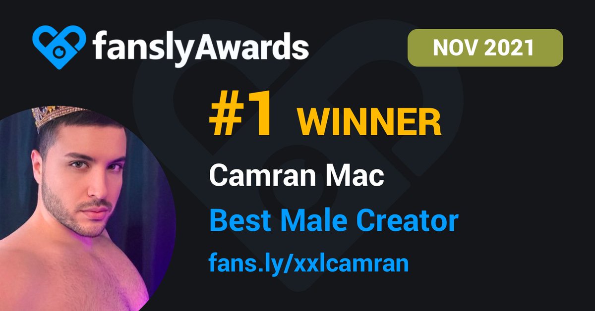 FanslyAwards's tweet photo. 🏆 Congratulations to @xxlcamran 🏆 for WINNING the BEST MALE CREATOR category at the @FanslyAwards (November 2021) !!!!! 

#Fansly #OnlyFans #SexWorker https://t.co/vJ9b29Li0C