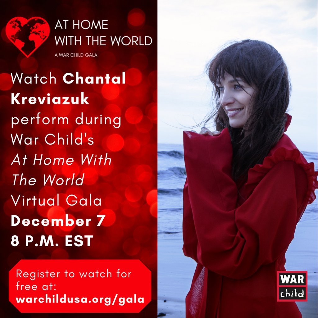 WarChildUSA's tweet photo. Only six days until #AtHomeWithTheWorld, a #WarChild virtual gala filled with philanthro-tainment!
You won't want to miss War Child ambassador @chantalkreviaz's incredible performance. Tune in December 7th at 8 P.M. EST to watch for free: https://t.co/P9m1Oo99Au https://t.co/uBMQaNw2wy