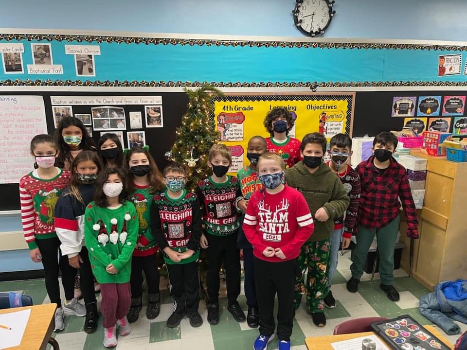 CatholicJerome's tweet photo. It’s beginning to look a lot like Christmas around here ! We are getting in the spirit with Ugly Sweater Day! #SJSLionsPride #ChicagoCatholicSchools #ChristmasinChicago https://t.co/Yp4BhrAFxV