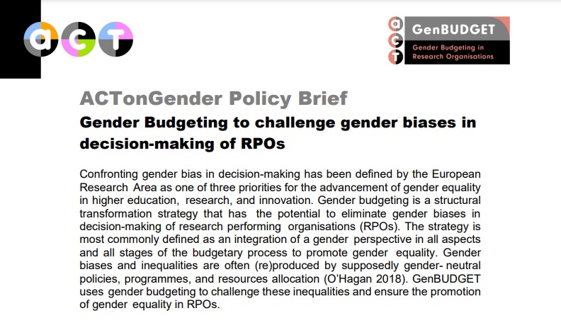 📄✨The ACT #CommunitesOfPractice have developed recommendations from the experiences gathered during their activities in #ACTonGender.

➡️Check out the #PolicyBrief on #GenderBudgeting:
act-on-gender.eu/sites/default/… 

✍️By: #ACTonGenBUDGET CoP

#OurACTonGender