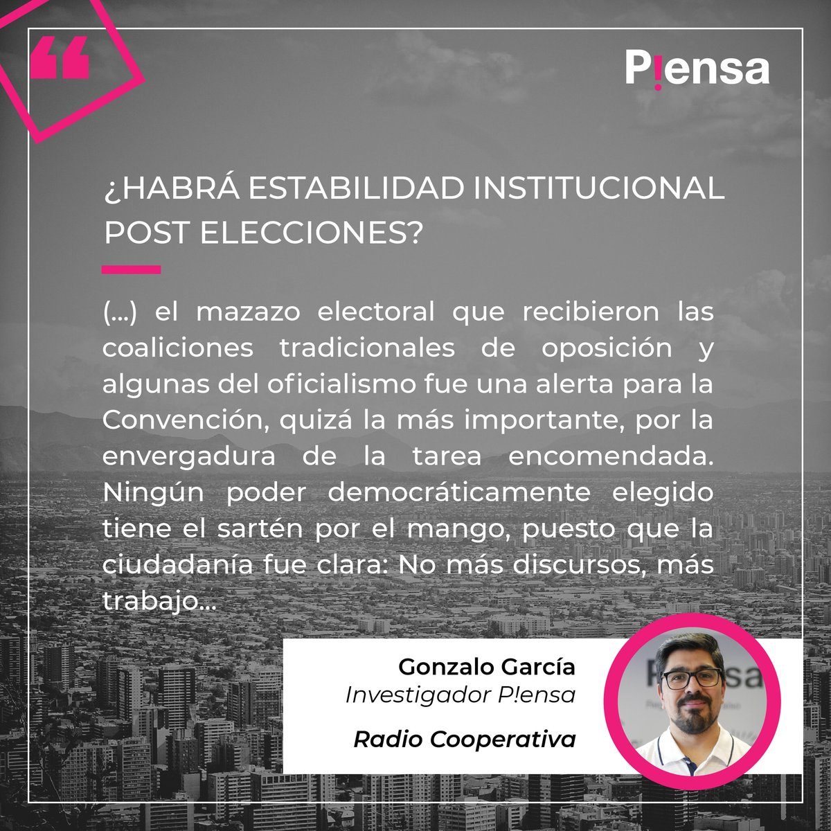 FPiensa's tweet photo. ❗️Revisa la columna de nuestro investigador P!ensa, @GonzaloRGarciaC, sobre la #estabilidad que viene para las instituciones después de la #segundavuelta.

✍️Una mirada referente a que puede pasar con nuestro equilibrio #postelecciones. 

Revísala en https://t.co/FA5SH8ncB1 https://t.co/eTTpQP6HS8