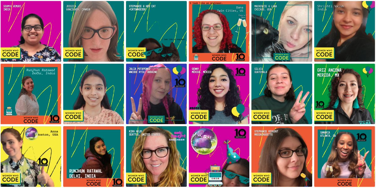 WomenWhoCode's tweet image. Join the celebration! Take a selfie in our virtual photo booth. Share a #WomenWhoCode memory or what you’re looking forward to in 2022 and be sure to include #WWCodeTurns10 so we can celebrate together. 
 
womenwhocode.virtualbooth.co
 
#wwcode