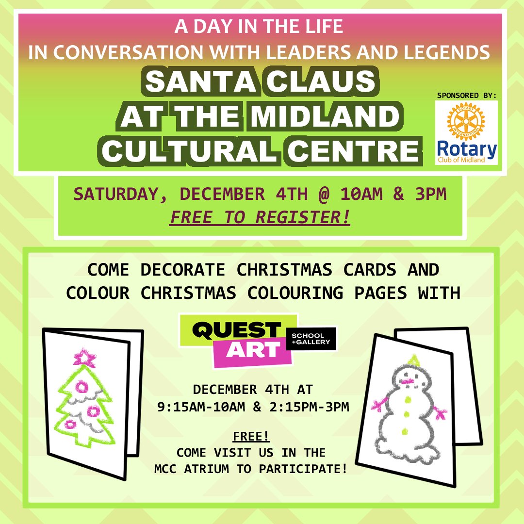 Join Quest for a free art activity decorating Christmas cards and Christmas colouring pages in the MCC atrium while you wait to visit Santa! Register for your free visit with Santa at: eventbrite.ca/e/a-day-in-the…