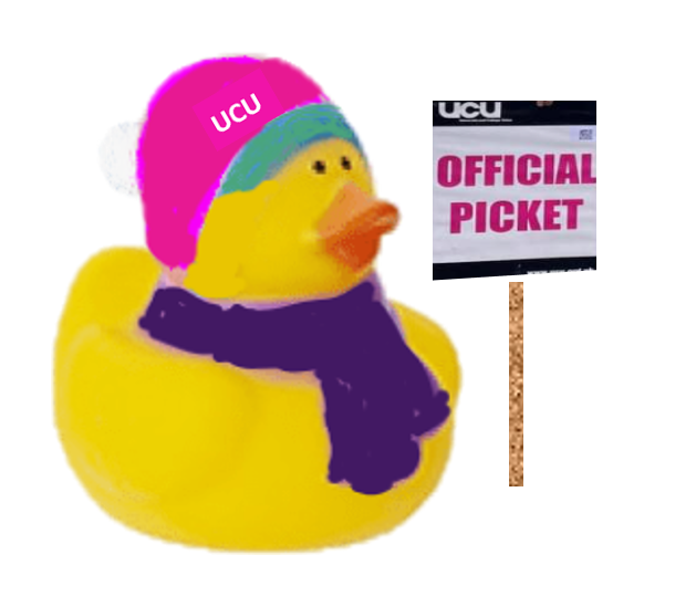 NotoriousCath's tweet photo. Everyone needs a duck on the picket line!
@oubucu 
#OUFamily
#OneOfUsAllOfUs
#OUStrike 
#solidarity https://t.co/UyWbwsSi1t