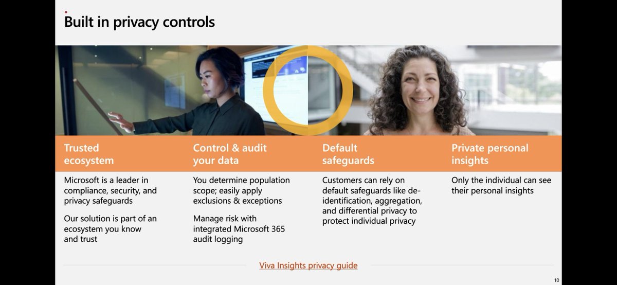 StaceyHarrisHR's tweet photo. Good overview of @MicrosoftViva in their #InsightTechTalk session for analysts today - Key takeaways - lots of questions about Privacy, Benchmarking, and Integrations. Great seeing Sunita Khatri bringing her #HCM expertise to the product. https://t.co/3X8mHY2YFy
