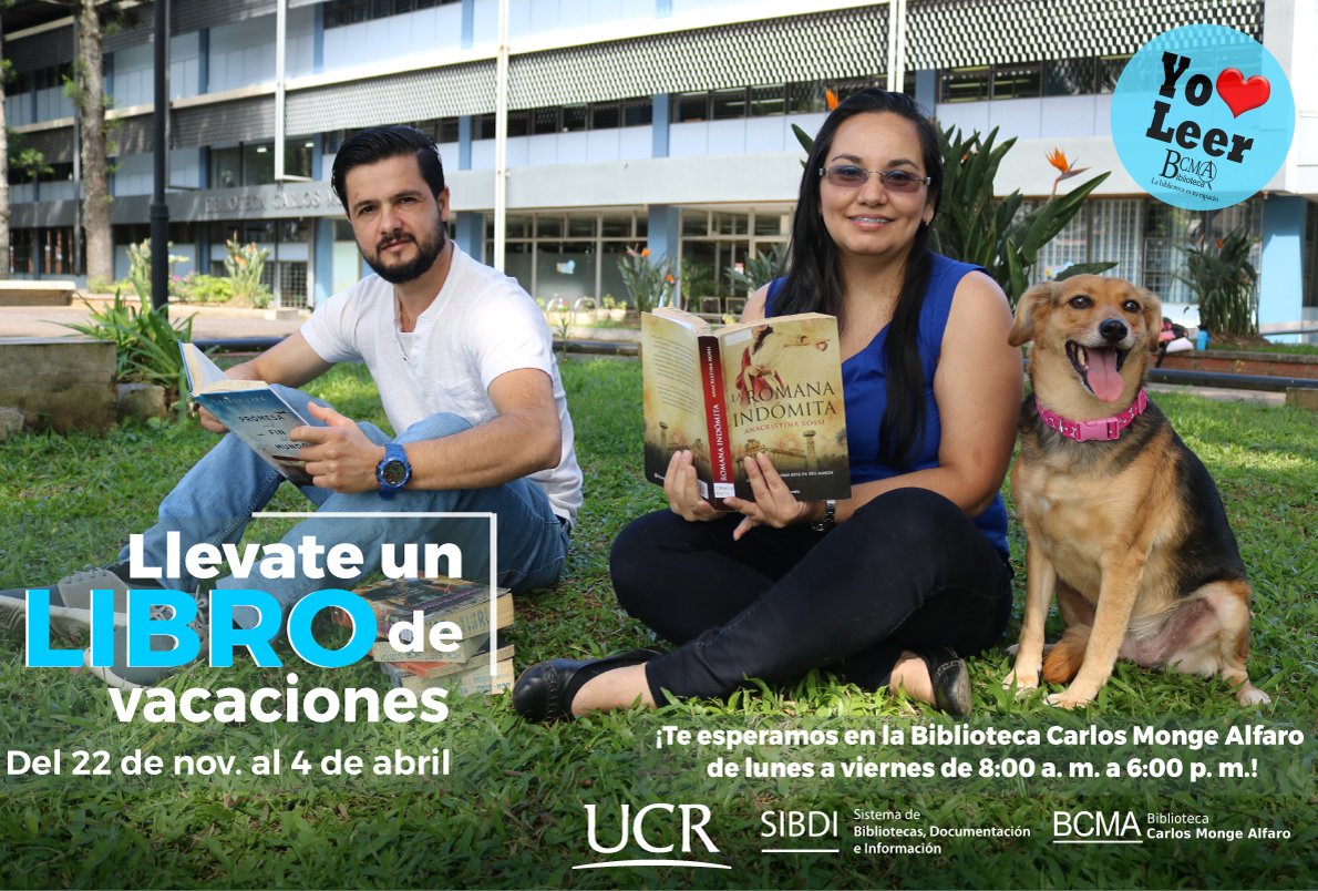 UniversidadCR's tweet photo. ¡No te vayás de la U sin sacar un libro de vacaciones!
¡Podés llevarte libros en préstamo por todo el verano!
Del 22 de noviembre del 2021 al 4 de abril del 2022.
*Aplica para los libros de literatura y autoayuda.
#YoAmoLeer #LaBibliotecaEsTuEspacio #Sibdi https://t.co/VFKVrHbLPC