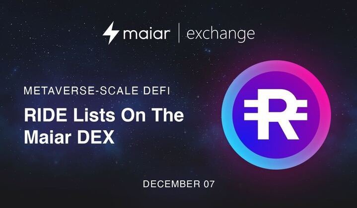 Metaverse-scale DeFi begins December 07.

RIDE is coming to the Maiar DEX.

⚡ Tip: Have $EGLD and LKMEX ready.

Stay tuned for further details.
