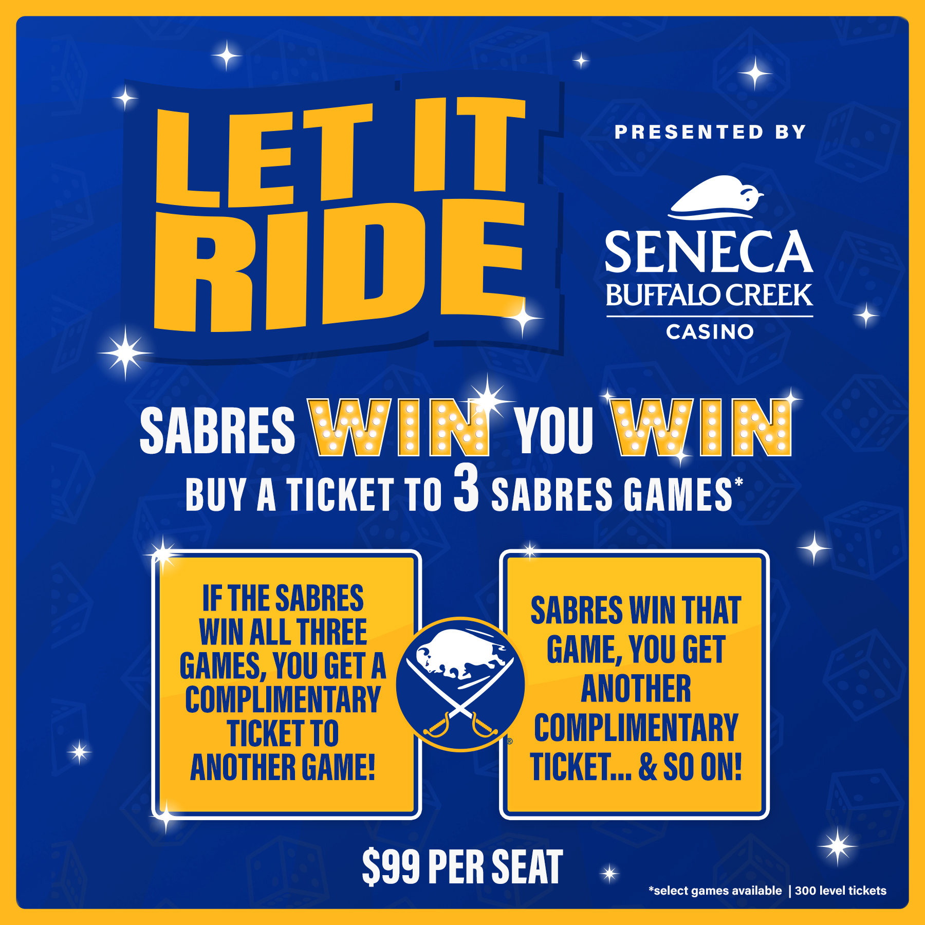 Buffalo Sabres on Twitter: "Introducing the Let it Ride Ticket Package...If  the Sabres win, you win! More info: https://t.co/mhqCToMM2x  https://t.co/ooBpkdmlnr" / Twitter