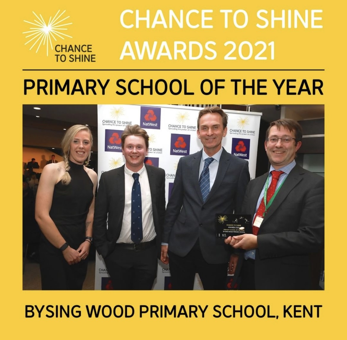 KentCricketDev's tweet photo. In all fairness, we haven't actually mentioned this yet in December... 

ℹ️ Mr. Rees at Bysing Wood Primary School self-registered on the @chance2shine portal earlier this year, our coach (Jamie) got in touch, and the rest as they say is... Award Winning. https://t.co/970Pilxphn