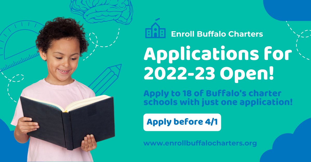 The application for the 2022-23 school year is officially live! Parents can use our single application to apply to 18 of Buffalo's tuition-free public charter schools by visiting our website enrollbuffalocharters.org. The application deadline is April 1, 2022.